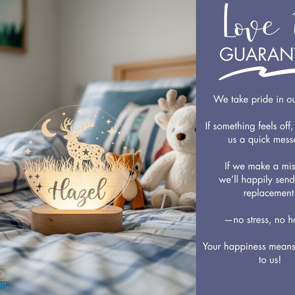 Deer Night Light – Personalized LED Name Lamp for Kids Bedroom - Picture 6 of 8